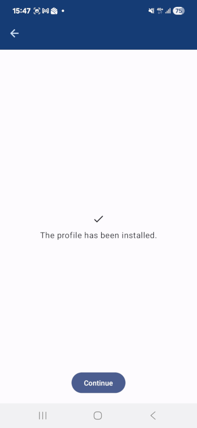 OneTouch app showing successful key installation